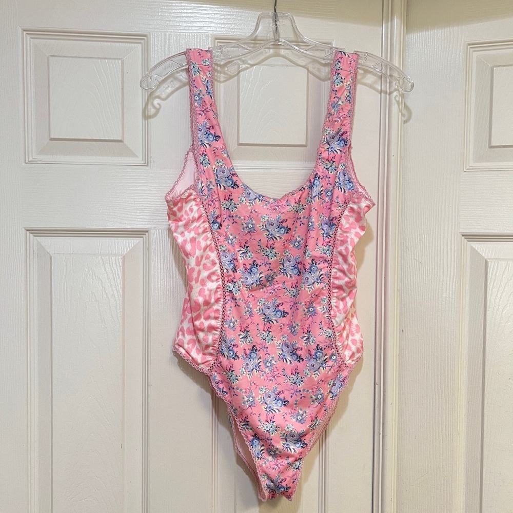 Loveshackfancy Primrose Pink Berry Mikkel Floral One-Piece Swimsuit Medium View 3
